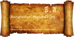 Berghofer Menyhért névjegykártya